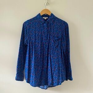 Blue and Red Floral Button Down Size Medium